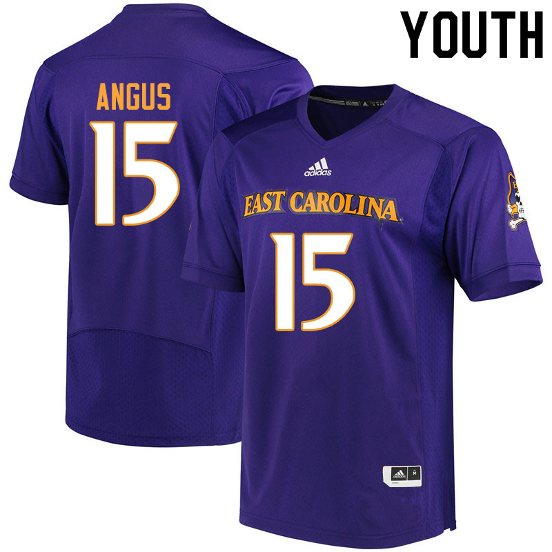 Youth #15 Alex Angus ECU Pirates College Football Jerseys Sale-Purple